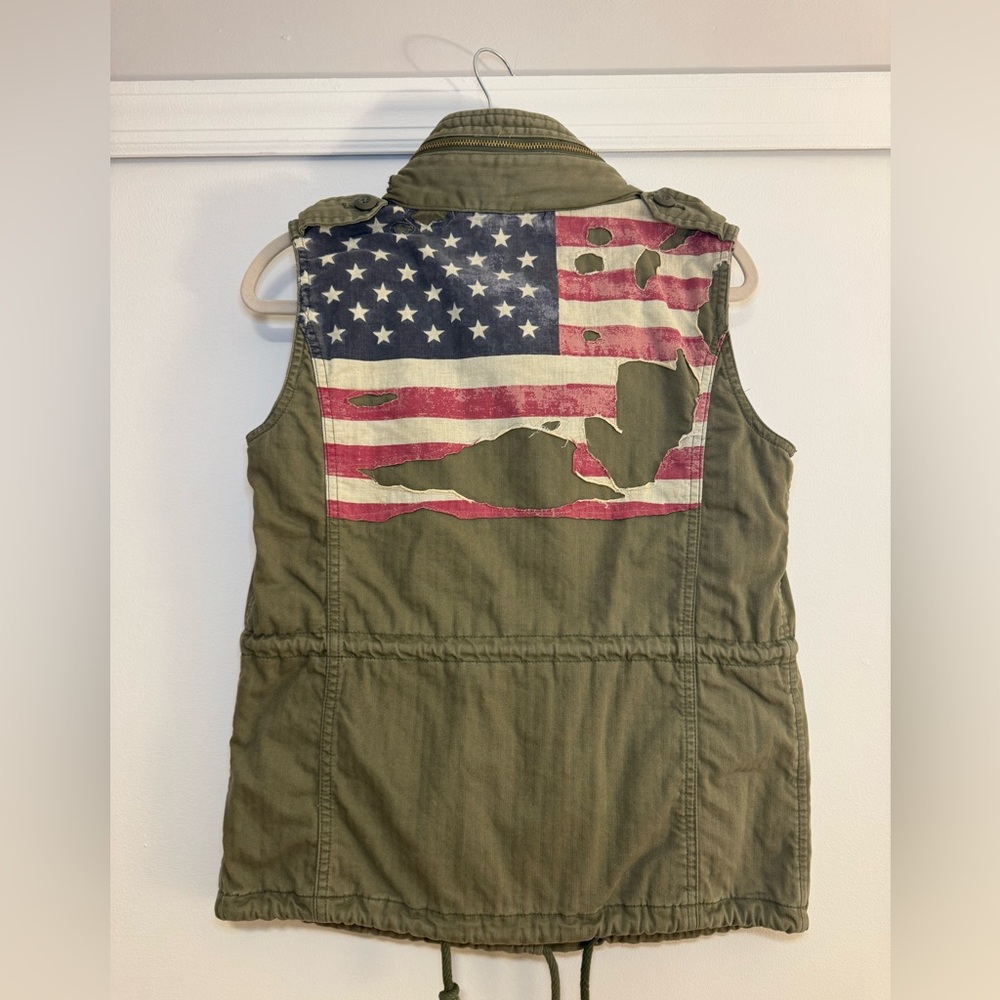 Denim & Supply Ralph Lauren Army Vest with Distressed Flag size XS